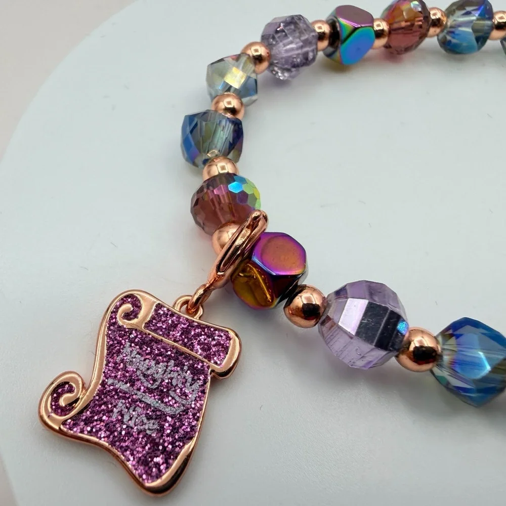 Vintage Y2K Naughty Or Nice Beaded Charm‎ Bracelet Women's Classic Retro Jewelry